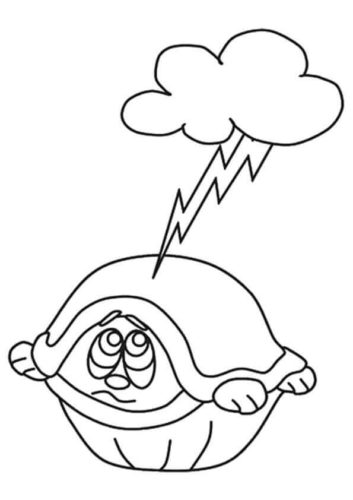 Scared turtle coloring page