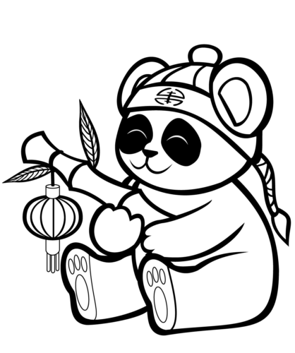 Cartoon panda bear coloring page