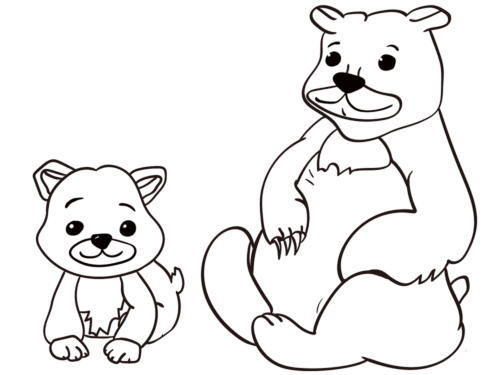 Mama bear with baby bear coloring page