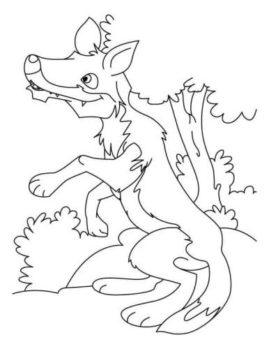 Wolf coloring page for preschoolers
