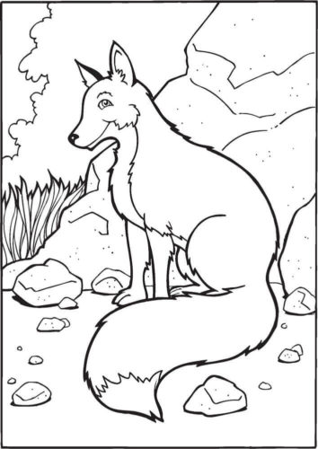Smiling Fox Coloring Page