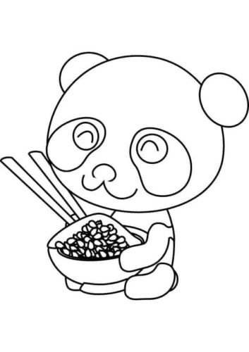Cute Panda With Dinner