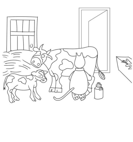 Farmer Milking Cow Coloring Page