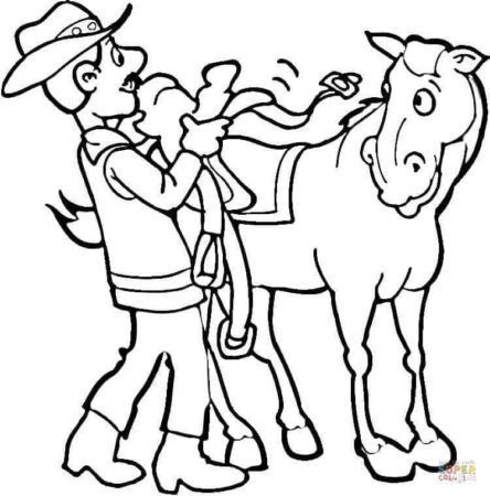 Putting On A Saddle coloring page