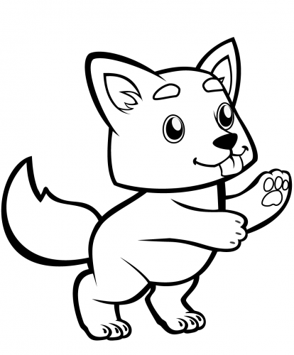 Little wolf coloring page