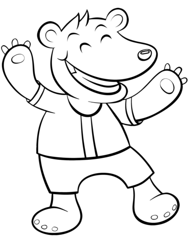 A happy cartoon bear