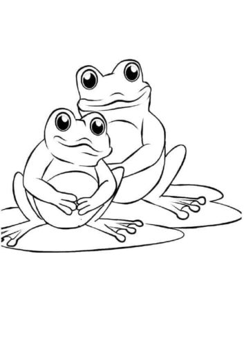 Baby Frog With Mama Frog Coloring Page